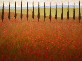 POPPIES AND CYPRESS - click to view larger image...